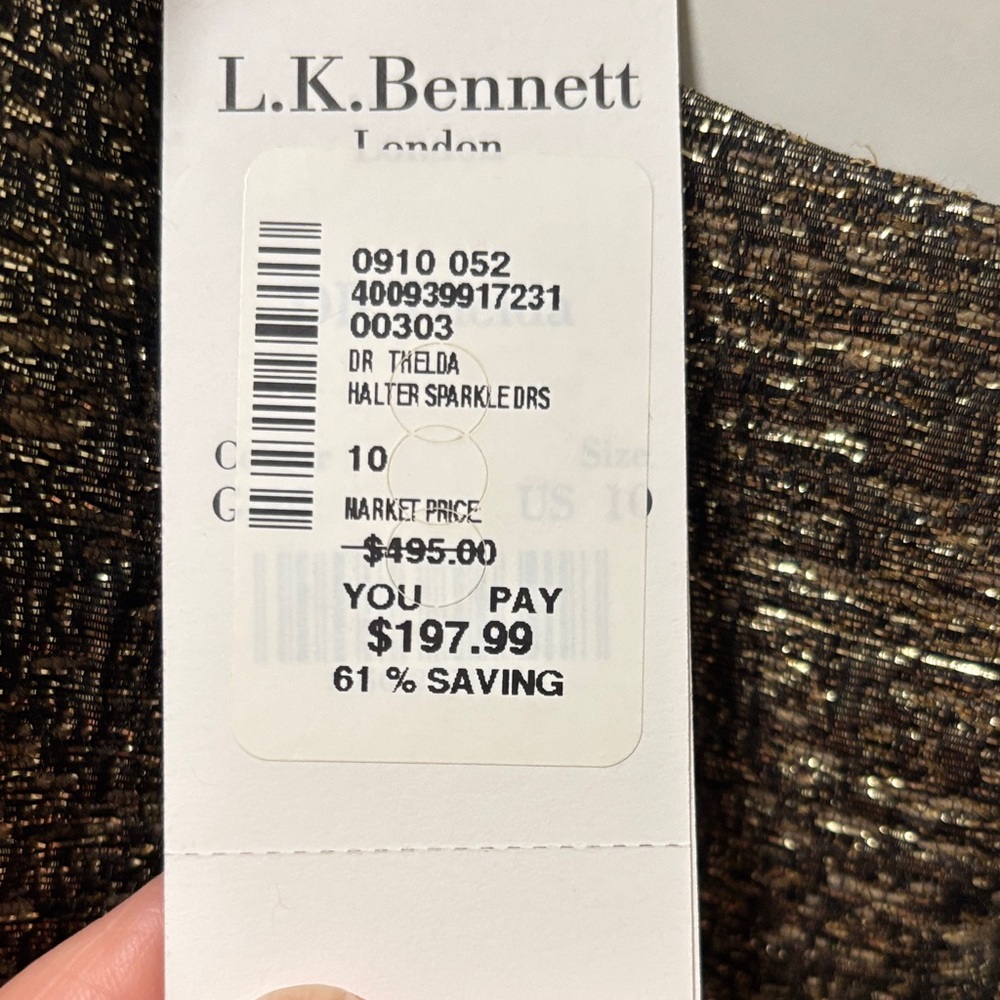 LK Bennett Black and Gold Mini Dress - Picture 2 of 7